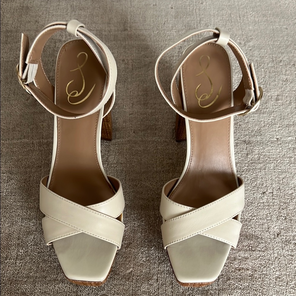 Sam Edelman Nolita Criss Cross Front Ankle Strap-Ivory Platform Sandal size 8.5 - Picture 3 of 10